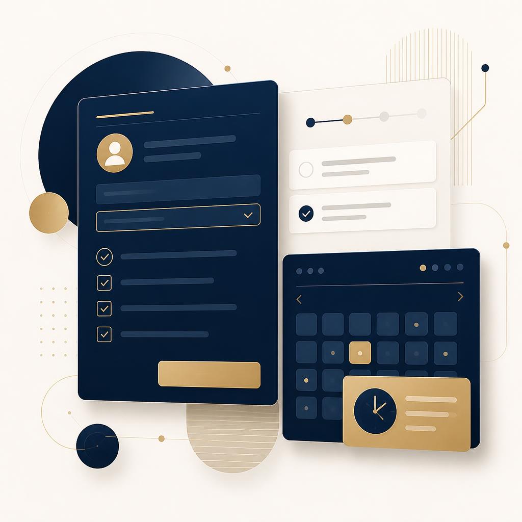 Intelligent Intake illustration showing smart forms and appointment scheduling